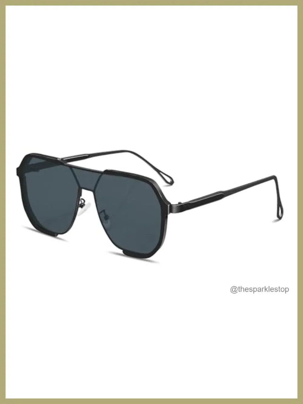 Oversized Square Metal Frame Aviator Sunglasses UV400 Protection Vintage Trendy